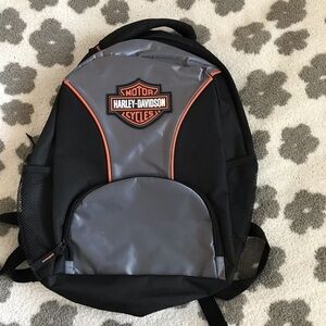Harley-Davidson Black and Gray Backpack with Orange Accents